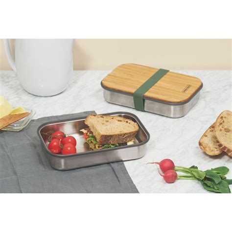 black blum stainless steel bamboo sandwich box olive|BLACK + BLUM Stainless Steel Sandwich Box, Olive, Capacity.